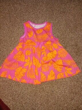 Impressions Pink & Orange Tropical Swing Dress